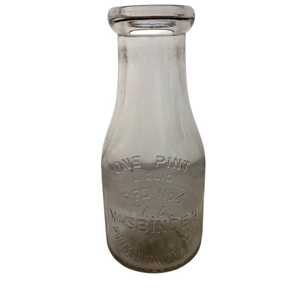 M.A. Vasbinder Dairy Punxsutawney PA Vintage Pint Glass Milk Bottle